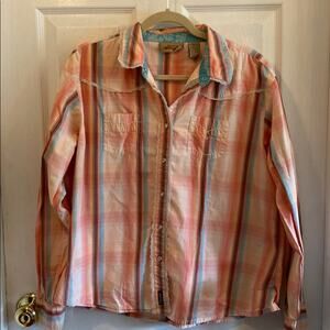 Wrangler XXL pink plaid snap front shirt